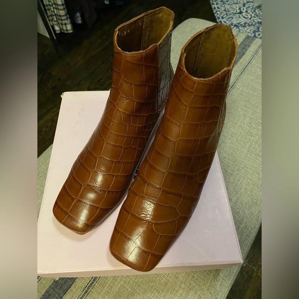 Nanushka ankle boots, rust color croco print, size 41 EUR, true to size